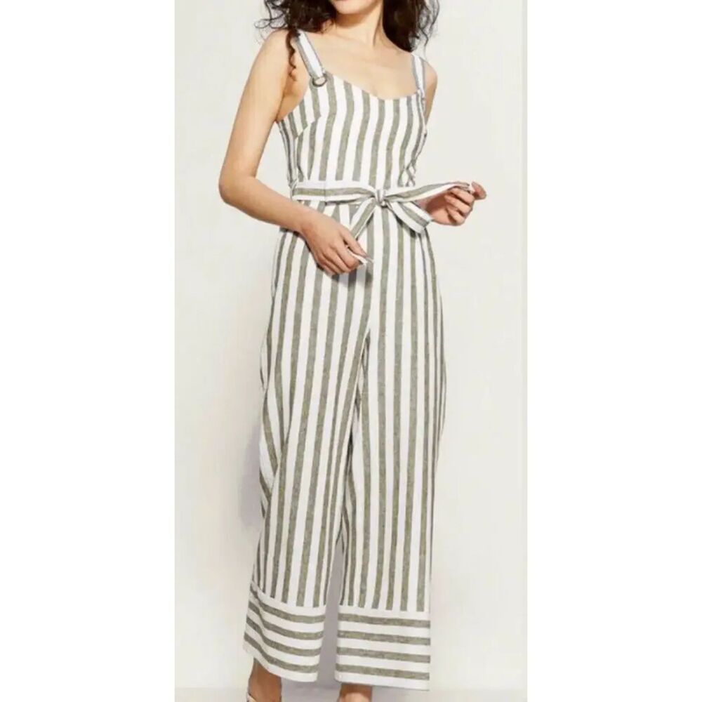 Romeo & Juliet Couture Striped Linen Jumpsuit M - Picture 3 of 15